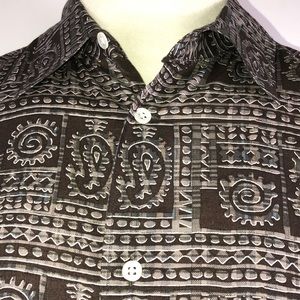 Banana Repulic Brown Tribal Print Short Slv NWOT